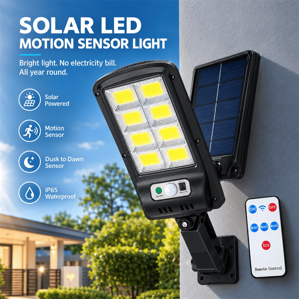 Solární LED světlo na zdi domu
